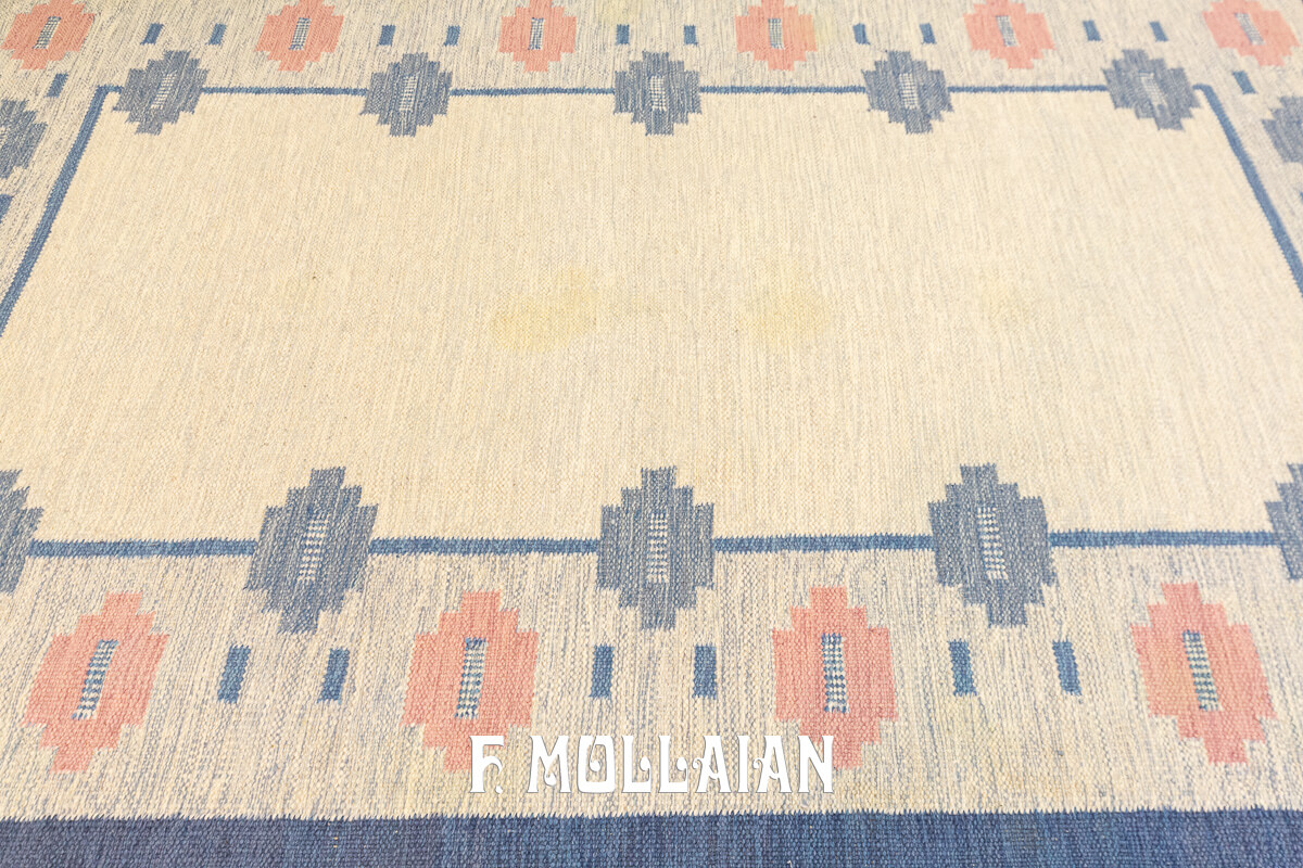 Rollakan Swedish Flat-weaver Rug Blue/Beige n°:669861